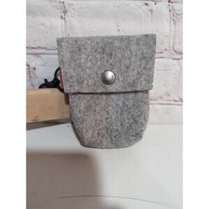 Moop Felted Wool Snap Mini Pouch Earbuds Jewelry Charcoal Felt
